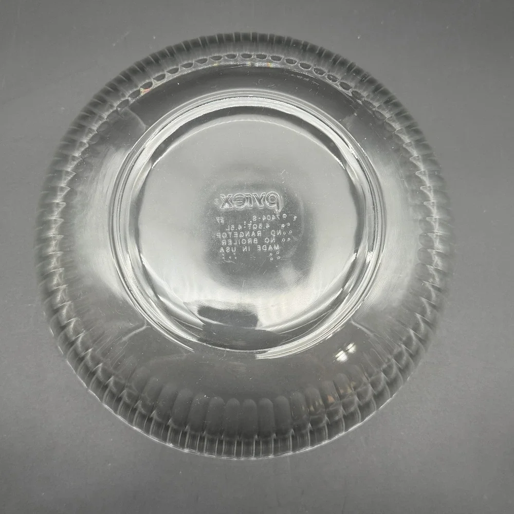 Pyrex Clear Ribbed Glass Mixing Bowl - Size 4.5QT / 4.5L, 7404-S, Made In USA
